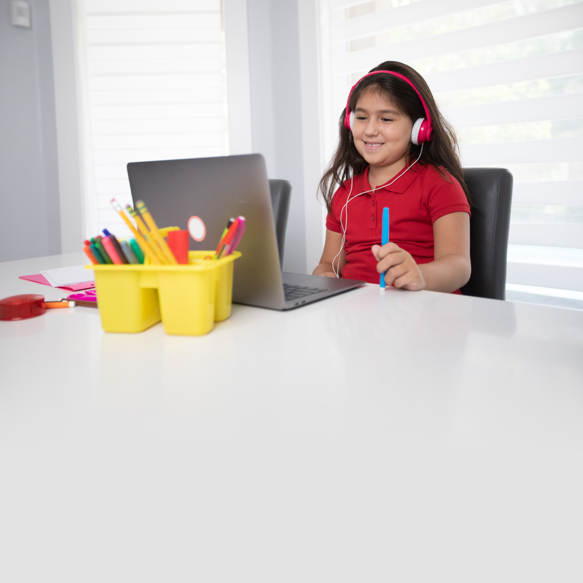 Cuban girl attending online school during Covid-19